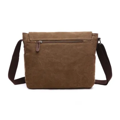 Men's Hiking Travel Crossbody Bag - Canvas Flap Crossbody Bag