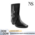 Botas negras retro vanguardistas para mujer