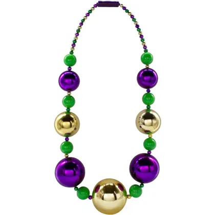 Mardi Gras Giant Bead Necklace - Light Up Jumbo Shine Bright Party Beads