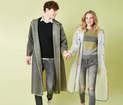 Factory Direct Ladies Transparent EVA Poncho Raincoat for Travel and Hiking