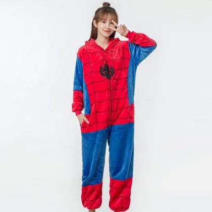 Spiderman Design Soft Flannel Child Hooded Pajamas