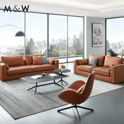 M&W Light Luxury Leather Sofa for Living Room