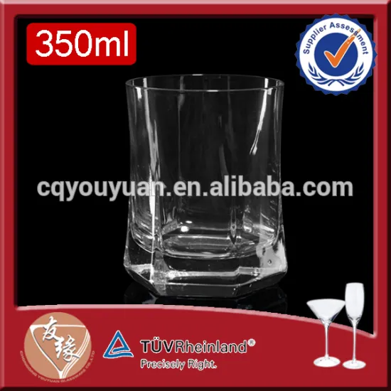 China crystal clear high flint glass hexagon cup 380ml handmade whisky rock glass