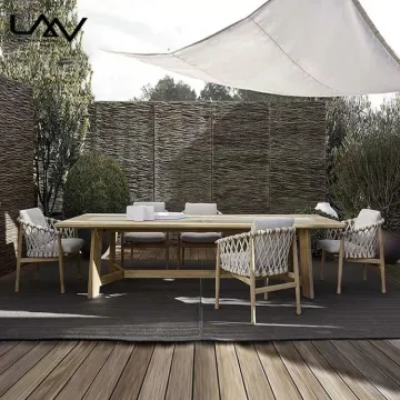 Nordic Teak Outdoor Dining Table Set for Patio and Garden