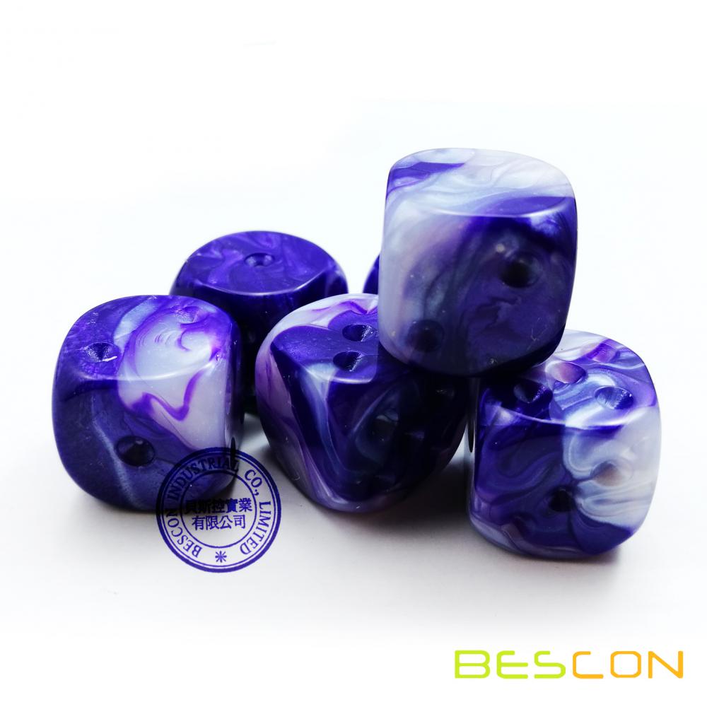 Bescon géminis sin pintar dados de juego de 16 mm con el lado 6 en blanco, 3 conjunto de colores surtidos de 18 piezas, dados de dos tonos