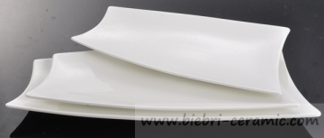 17 inch Pure White Color Logo Decal Personalized Rectangular Compartment Sushi Plates And Dishes