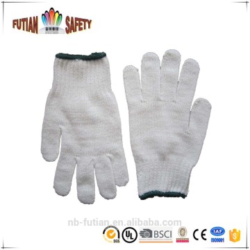 7 guage cotton working knitted safety gloves/ black polyester cotton work gloves