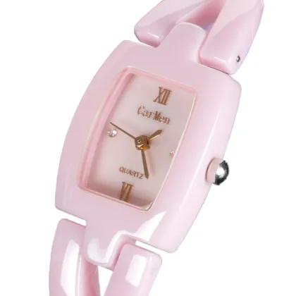 rose gold three hands women ceramic watch