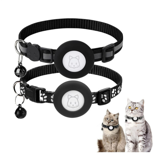Wholesale Adjustable Black Airtag Pet Cat Collars Cheap