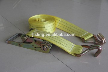 75MM/10T Ratchet Tie Down with Double J Hooks, Cargo Lashing Strap
