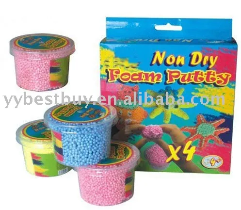 Never dry snow putty-play foam beads