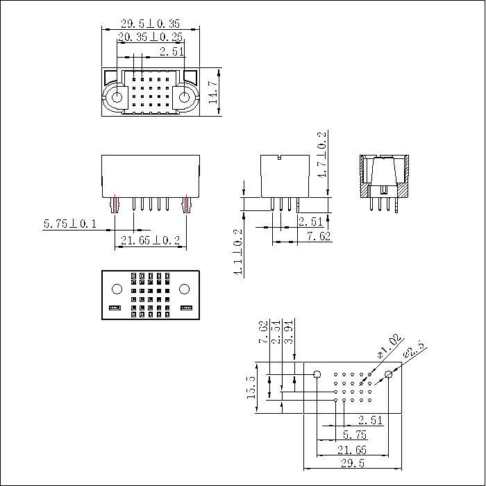 SPM2.54S-0020XG0AEX 2.54MM 20P Signal Male Straight Dip Power Connector