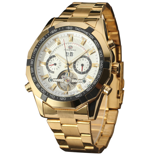 Alloy Case stainless steel Men Gold Watch