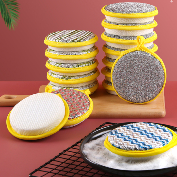 Non-Scratch Microfiber Reusable Durable Scrub Duty Scouring Sponge Pad for Kitchen Cleaning