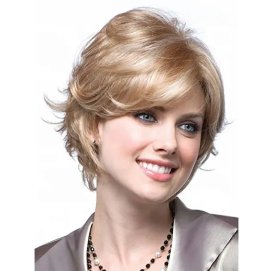 Vendors wholesale short Synthetic hair gold color bob style wig short natural straight synthetic hair wigs for women