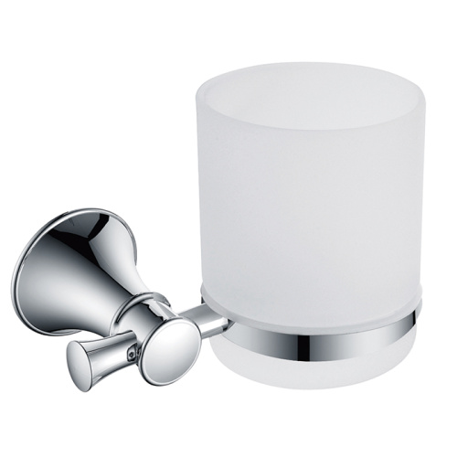 Wall Mount Glass Toothbrush Cup Holder Bathroom