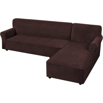 Thick Velvet Stretch 2 Pieces L-Shaped Sofa Covers