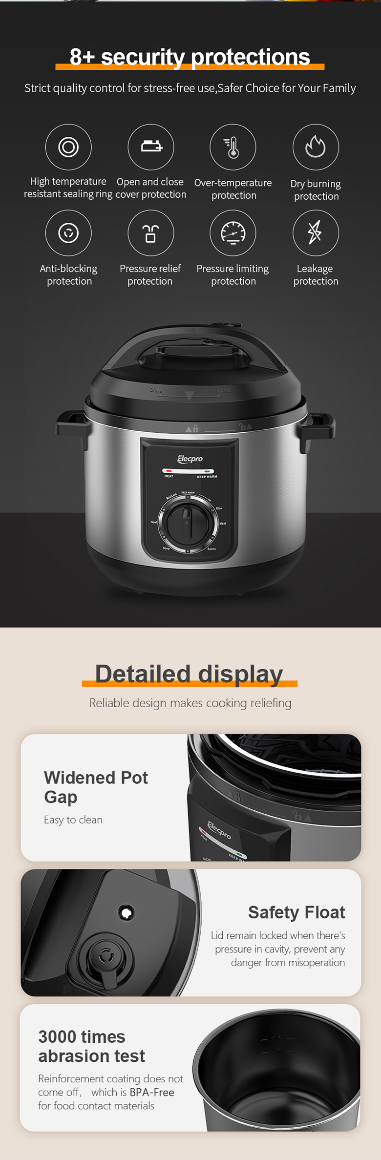 6L Knob Panel Pressure Cooker (4)