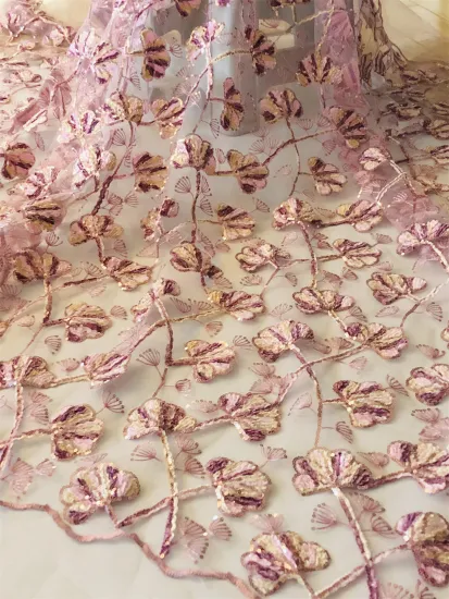 Pearl flower edge fabric embroidery mesh lace tulle lace diamond pink flowers