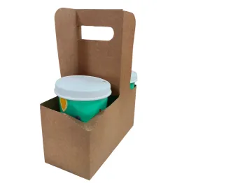 Customizable disposable paper cup holder with handle