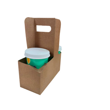 Přizpůsobitelný jednorázový papírový držák na kelímky s rukojetí