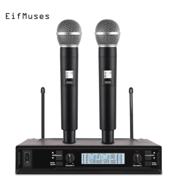 カラオケとステージパフォーマンス用のプロフェッショナル2チャンネルUHFワイヤレスマイクシステム