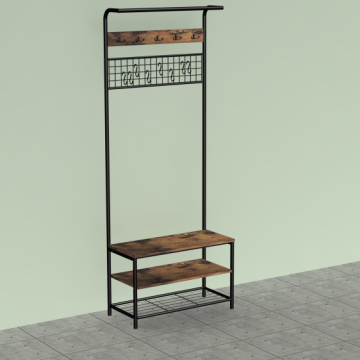 Metal Free-Standing Coat and Shoe Rack Organizer