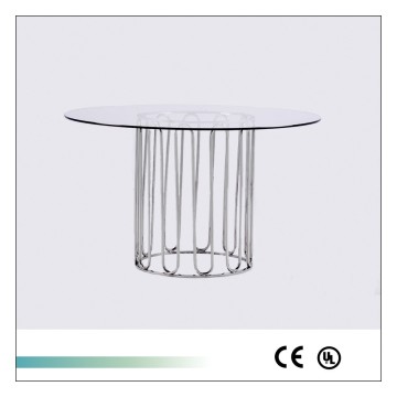 Goolee Modern Metal Base Toughened Glass Dining Table