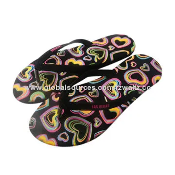 EVA Flip-flops/Sandals with Lamy PU and Colorful Printing Insole