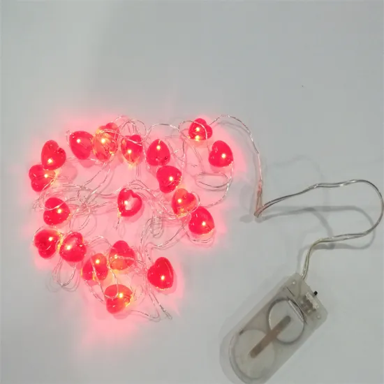 Red Heart Shaped Battery Operated String Lights for Valentine's Day and Weddings