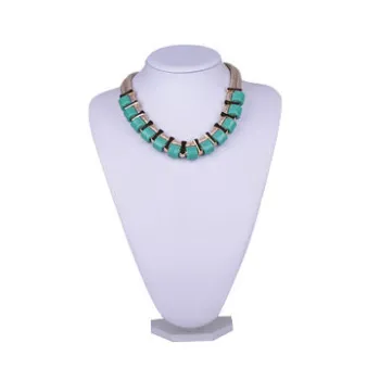 Necklace, rope circle with green acrylic and CCB, stylishNew