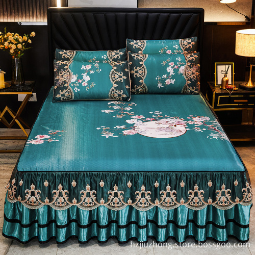 Summer Latex Bed Skirt Three-piece Mat Machine Washable