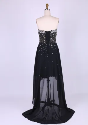 Black Chiffon Sweetheart A-Line Bridesmaid Dresses