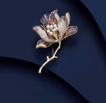 pink begonia brooch
