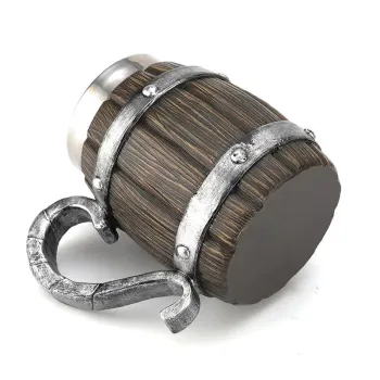 Customizable Resin Wood-Imitated Beer and Coffee Mug with 304 Metal Inner