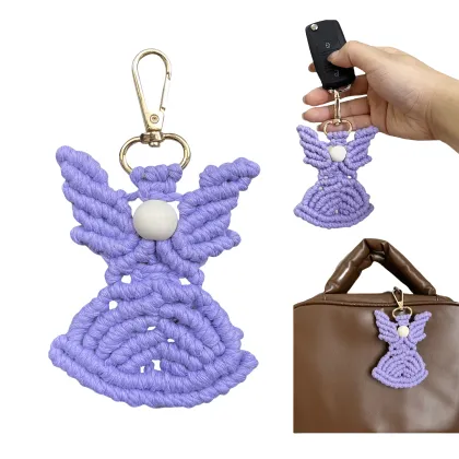 Handmade Crochet Amigurumi Guardian Angel Keychain with Wings