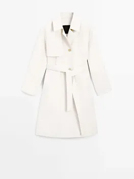 Women's British-style temperament casual and high-end solid-color cotton blend trench coat