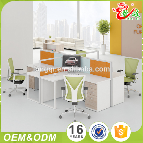 Foshan shunde manufacturer hot sale latest style 4 seat cross shape office partition table