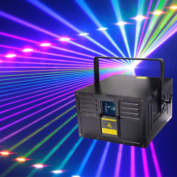 แสงเลเซอร์ Gobo ขนาด 10W RGB Gobo พร้อมข้อความลำแสงและแสงเวทีแอนิเมชั่น