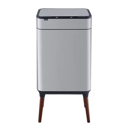 Stainless Steel Wooden-Leg Induction Trash Can
