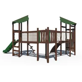 High-Quality Wooden Outdoor Play Slide Set for Beachside Fun