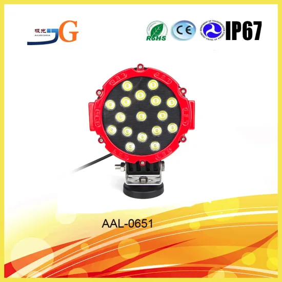High Power Led Lights Auto Parts 7Inch 51W Black And Red Led Driving Light