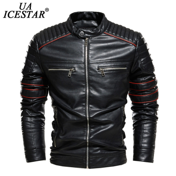 UAICESTAR Brand Winter New Leather Jacket Coat Men Retro Fleece Warm Leather Coat Motorcycle PU Leather Men Jackets Streetwear