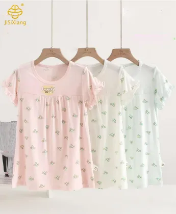 Cute girls printed short-sleeved dress