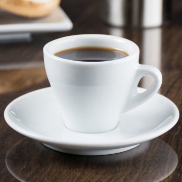 Customizable White Ceramic Coffee Espresso Cup and Saucer Set