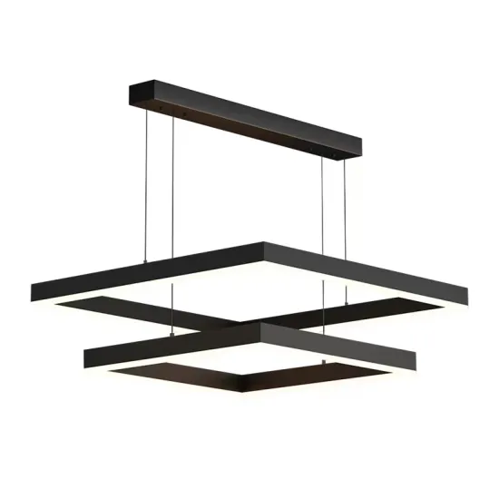 Modern LED Chandelier: Acrylic Black Pendant Lighting with New Design for Square Living Room