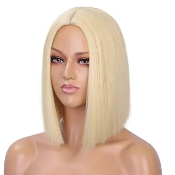 Wholesale Blonde 613 Bob Wigs for Women Middle Part Straight Hair Heat Resistant Synthetic Wig Middle Part Cosplay Costume Wig