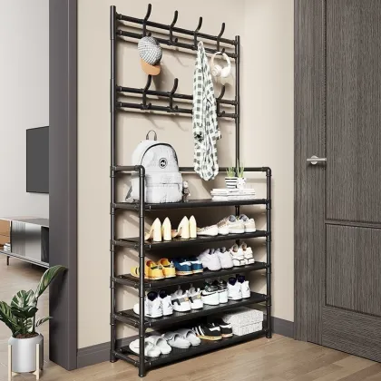 Multi-Layer Shoe & Coat Rack for Home