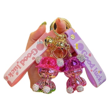 Cute 3D Electroplated Bear Keychain - Fashion Bear Doll Pendant for Bags