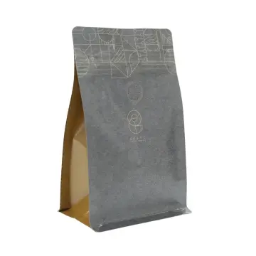 Printed Kraft Coffee Pouch Flat Bottom Bag Food